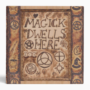 Magick Dwells Here Pentacle Triquetra Triskele Binder