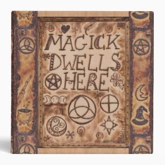 Magick Dwells Here Pentacle Triquetra Triskele Binder