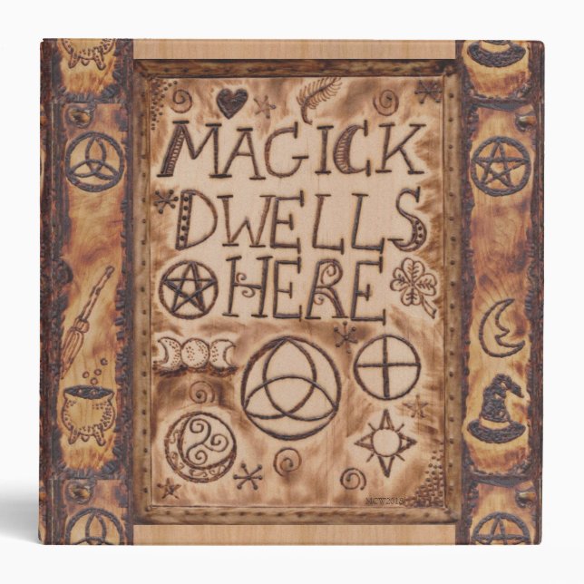Magick Dwells Here Pentacle Triquetra Triskele Binder (Front)