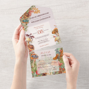Magick Mushrooms and Dragons Wedding Invitation