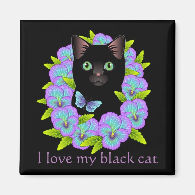 Magie de chatte noire Magic Good Luck Magnet - mig (Devant)