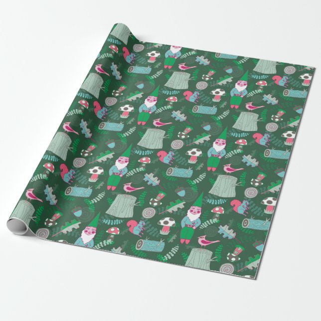 Magikal Forest Gnome Wrapping Paper (Unrolled)