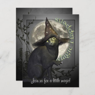 Magique Chat noir Petit Halloween Invitation