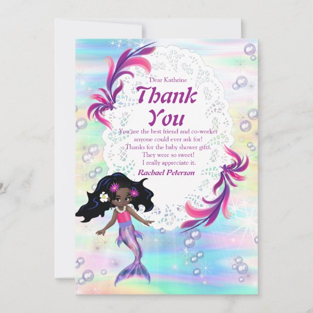 Magique Rainbow Baby Mermaids Carte de remerciemen (Devant)