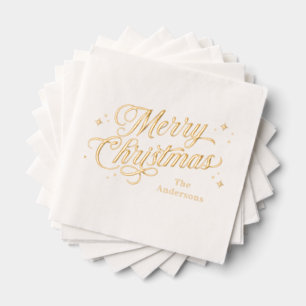 Magique Temps Joyeux Noël Fête Foil Napkins