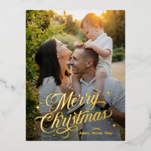 Magique Temps Joyeux Noël Foil Carte postale