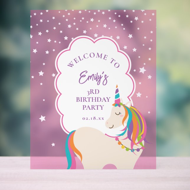 Magique Unicorn Hot rose Girl Birthday Welcome (Neutre)