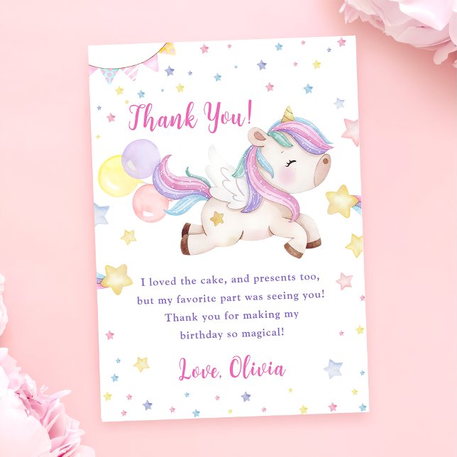 Magique Unicorn Rainbow Carte de remerciements d'a (Créateur téléchargé)