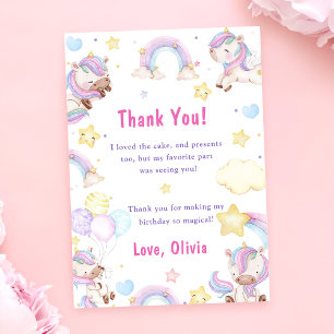 Magique Unicorn Rainbow Carte de remerciements d'a