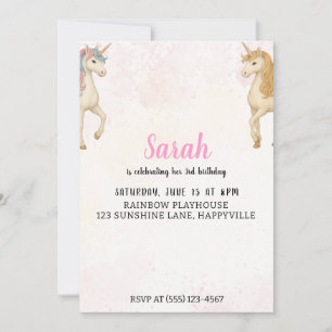 Magique Unicorne 3ème anniversaire Invitation   Ro