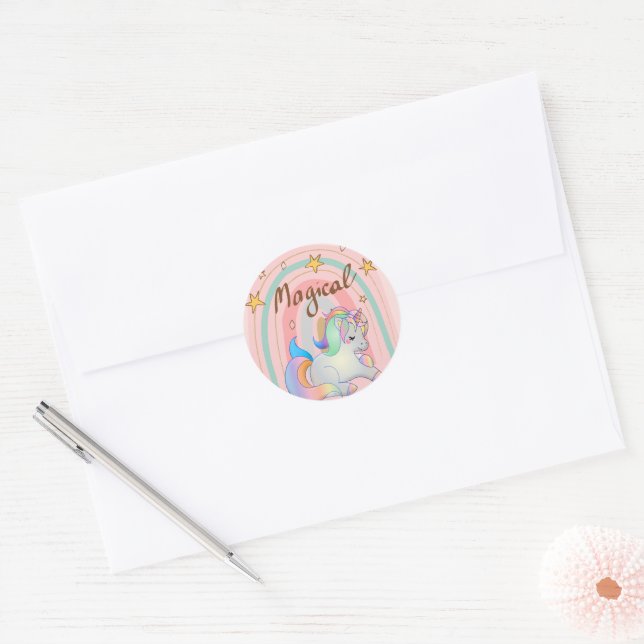 Magique, Unicorne, Sticker Arc-en-ciel (Enveloppe)