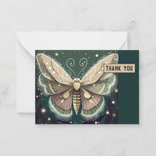 Magique vert et Brown Luna Moth Carte de remerciem