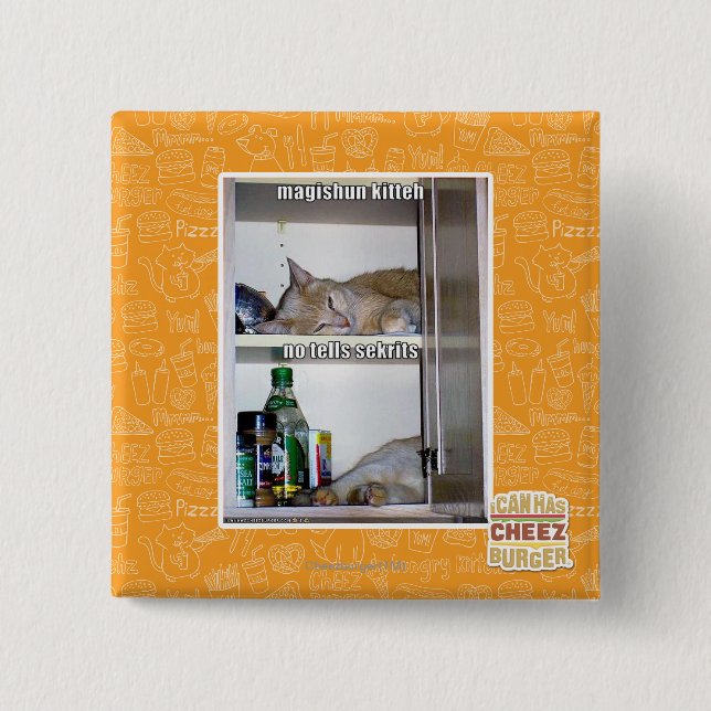 Magishun Kitteh 2 Inch Square Button (Front)