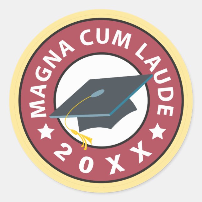 Magna Cum Laude Graduation Year Classic Round Sticker (Front)