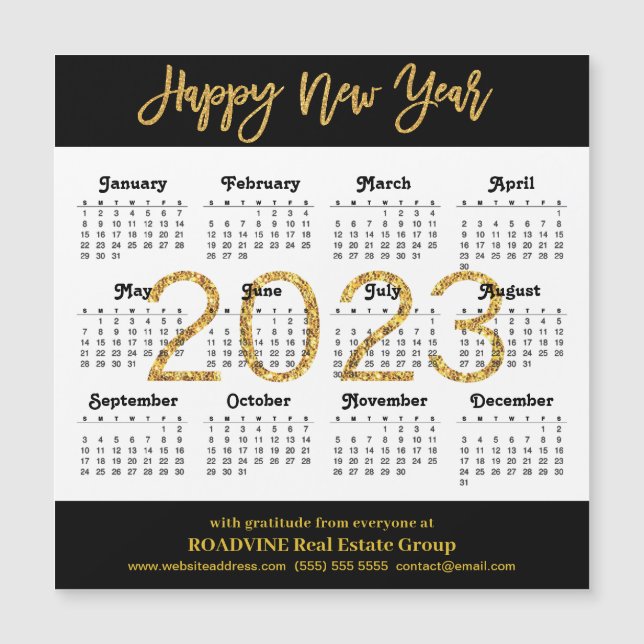 Magnet 2023 Modern Gold Script Business Calendar (Devant)