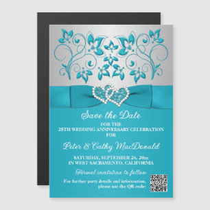 Magnet 5x7 Turquoise, Argent 25e Anniversaire