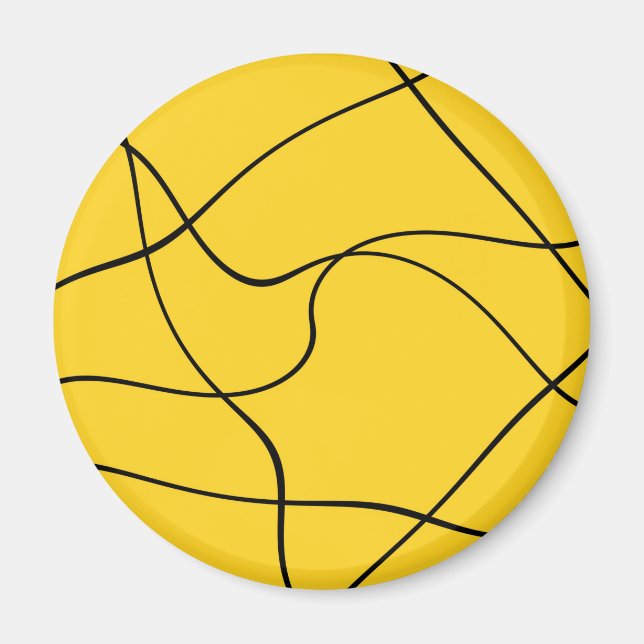 Magnet - "Abstract lines" - Yellow and black (Front)