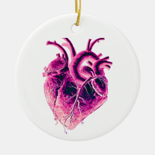 Magnet Anatomical Heart pink purple neon electric  Ceramic Ornament