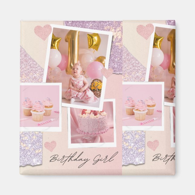 Magnet anniversaire fille bébé (Devant)