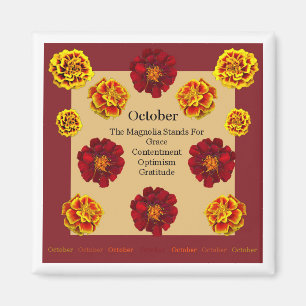 Magnet avec octobre Mois de naissance Fleur du Mag