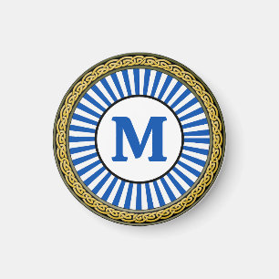 Magnet -  Blue Stripe - Personalized - Add Initial