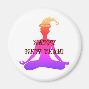 Magnet Bonne Année Méditation Yoga Dame