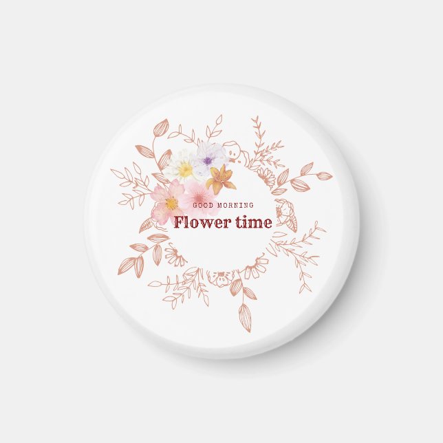 Magnet | Botanical Flower Time Fridge Magnet (Front)