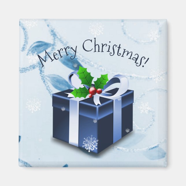 Magnet cadeau de Noël bleu (Devant)