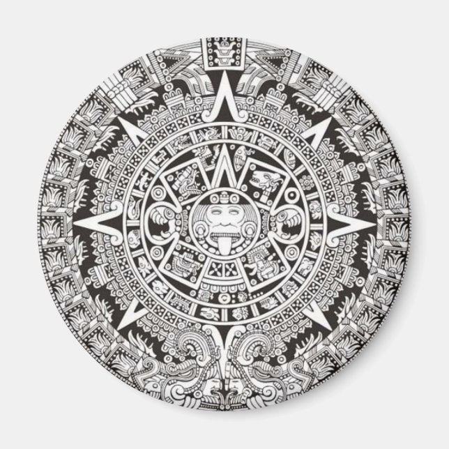 Magnet calendrier maya noir et blanc (Devant)