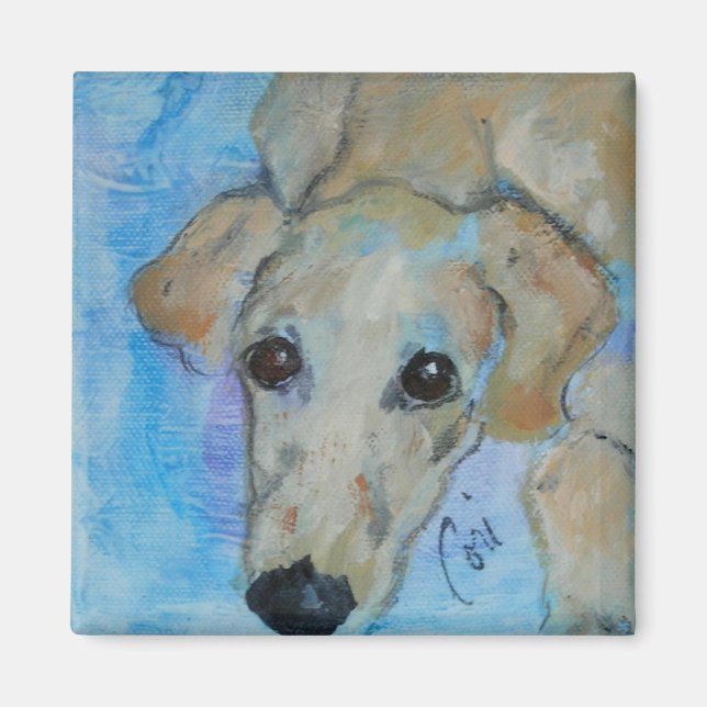 Magnet Carré d'art de Chien Saluki (Devant)