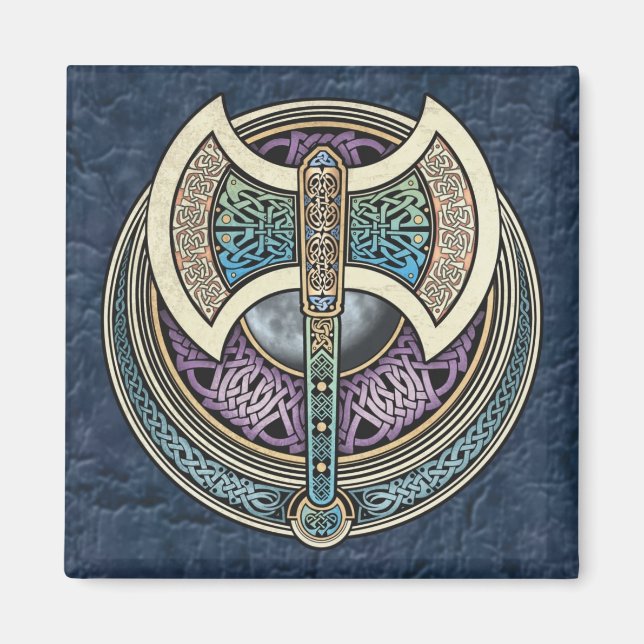 Magnet Carré de Knotwork Labrys (Devant)