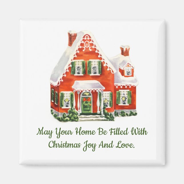 Magnet Carré de la maison de pain d'épice de Noël (Devant)