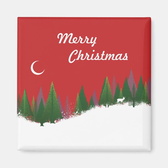 Magnet Carré de la scène de Noël Woods (Devant)