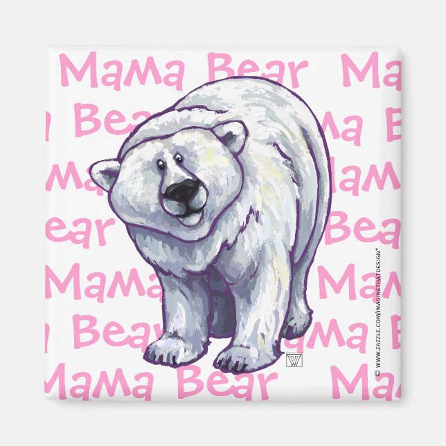 Magnet Carré de l'ours polaire de maman (Devant)