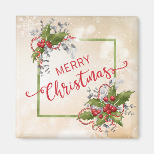 Magnet Carré de Noël Holly