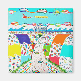 Magnet Carré de promenade de l'île de mer