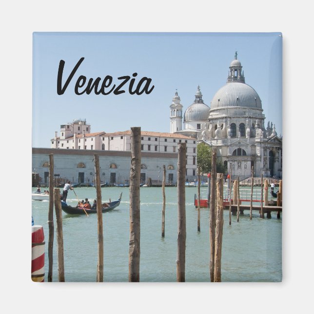 Magnet carré de Venise avec texte (Devant)