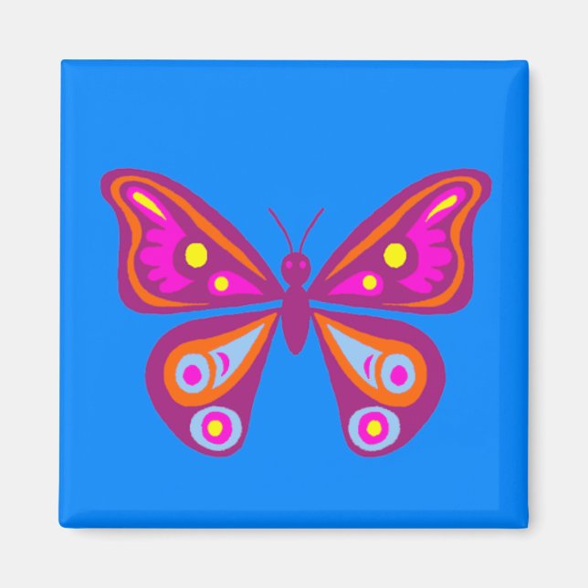 Magnet Carré papillon coloré (Devant)
