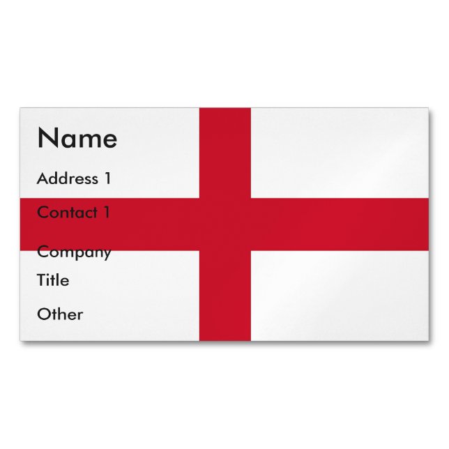 Magnet carte de visite avec drapeau d'Angleterre,  (devant)