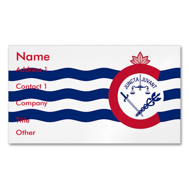 Magnet carte de visite avec drapeau de Cincinnati (devant)