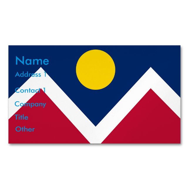 Magnet carte de visite avec drapeau de Denver, Col (devant)