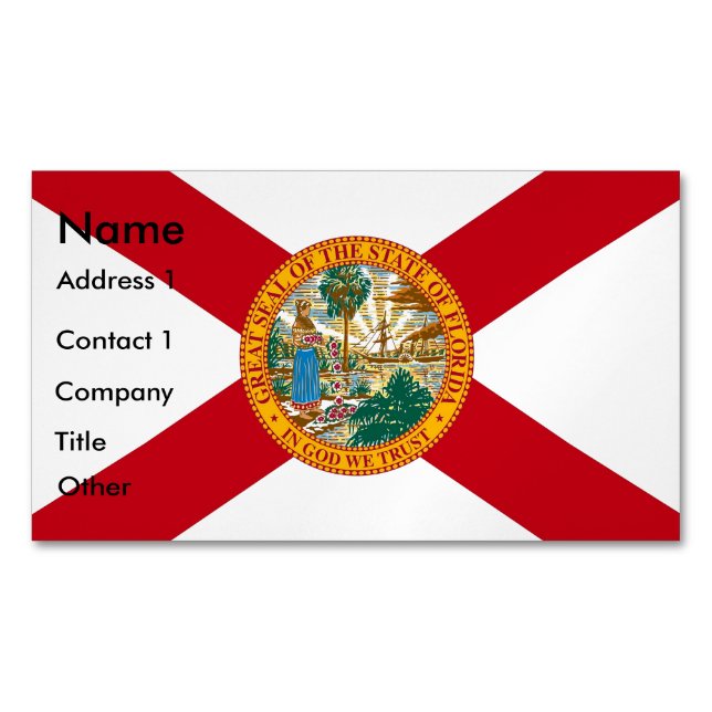 Magnet carte de visite avec drapeau de Floride (devant)