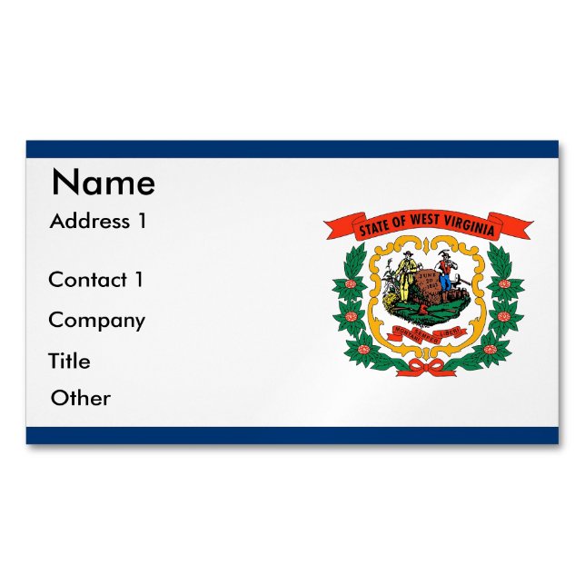 Magnet carte de visite avec drapeau de la Virginie (devant)