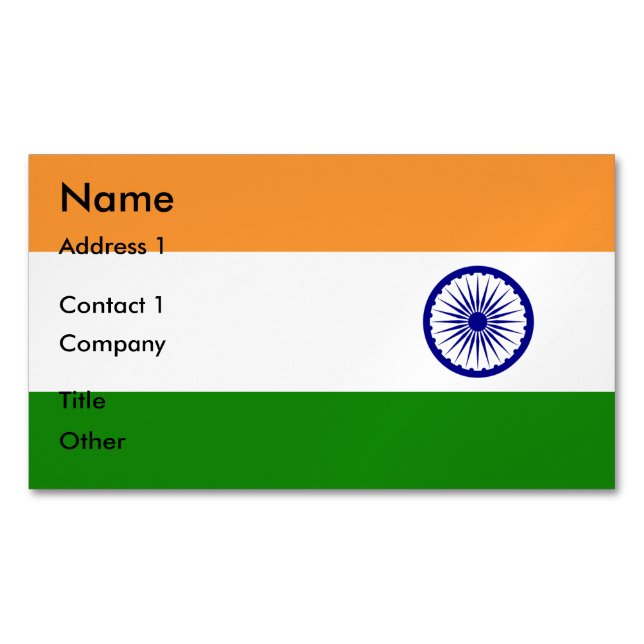 Magnet carte de visite avec drapeau de l'Inde (devant)