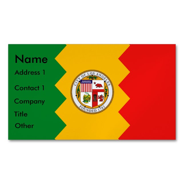 Magnet carte de visite avec drapeau de Los Angeles (devant)