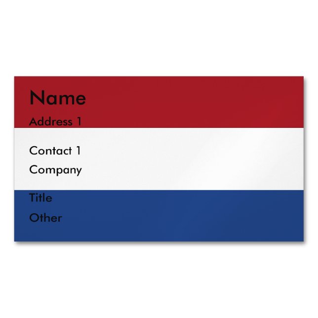 Magnet carte de visite avec drapeau de Pays-Bas (devant)