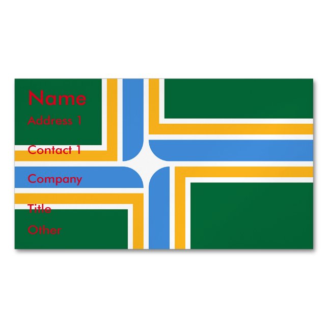 Magnet carte de visite avec drapeau de Portland, É (devant)