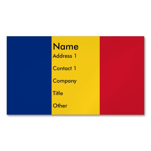Magnet carte de visite avec drapeau de Roumanie (devant)