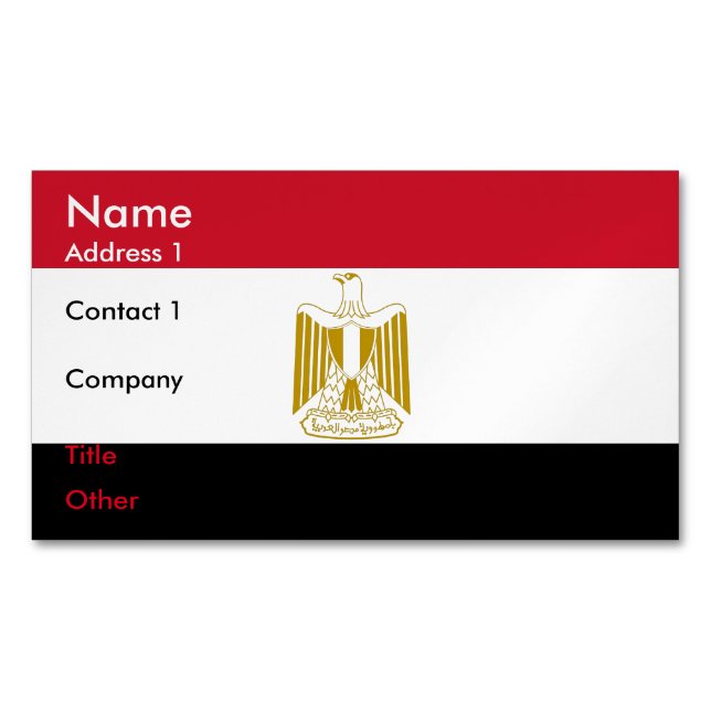 Magnet carte de visite avec drapeau d'Egypte (devant)