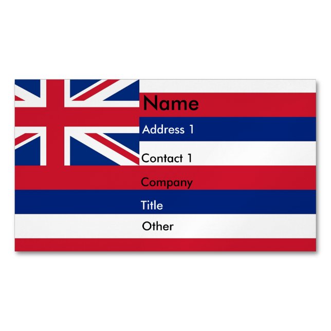 Magnet carte de visite avec drapeau d'Hawaï (devant)
